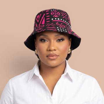 Bucket hat / Vissershoedje met Afrikaanse print - Roze Zwart, Ophalen of Verzenden, Nieuw