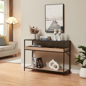 Consoletafel Belana 110x40x80 cm zwart en eikenkleurig [en.c, Verzenden, Nieuw