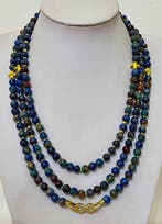 Lange halsketting ( 174 cm) van natuurlijke azurmalachiet