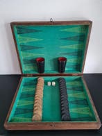 Spel - Oude backgammon in unieke houten koffer