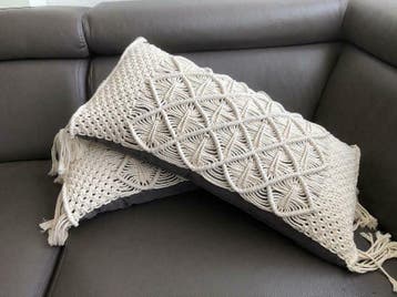 Macramé sierkussen - lang, Verzenden, Nieuw, Overige kleuren, Overige vormen