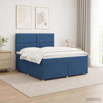 vidaXL Boxspringbed met matras met hoofdeinde Blauw 160 x, Verzenden, Nieuw, Tweepersoons, Blauw