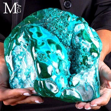 turkoois chrysocolla met groene botroïdaal malachiet, Verzamelen