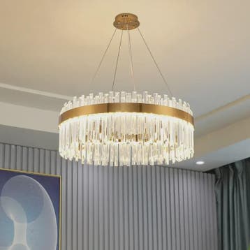 Moderne Kristallen Plafond Hanglamp Goud - Luxe Verlichting, Verzenden, Nieuw