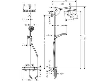 Hansgrohe Crometta E - Showerpipe - EcoSmart 9 l/min - 240mm, Doe-het-zelf en Verbouw, Sanitair, Verzenden, Zo goed als nieuw