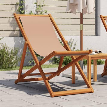 vidaXL Opklapbare stoel in taupekleur, massief, Tuin en Terras, Tuinstoelen, Verzenden, Nieuw, Hout