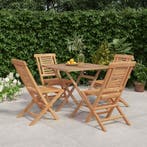 vidaXL 5-delige Tuinset massief teakhout, Verzenden, Nieuw, Hout, Tuinset