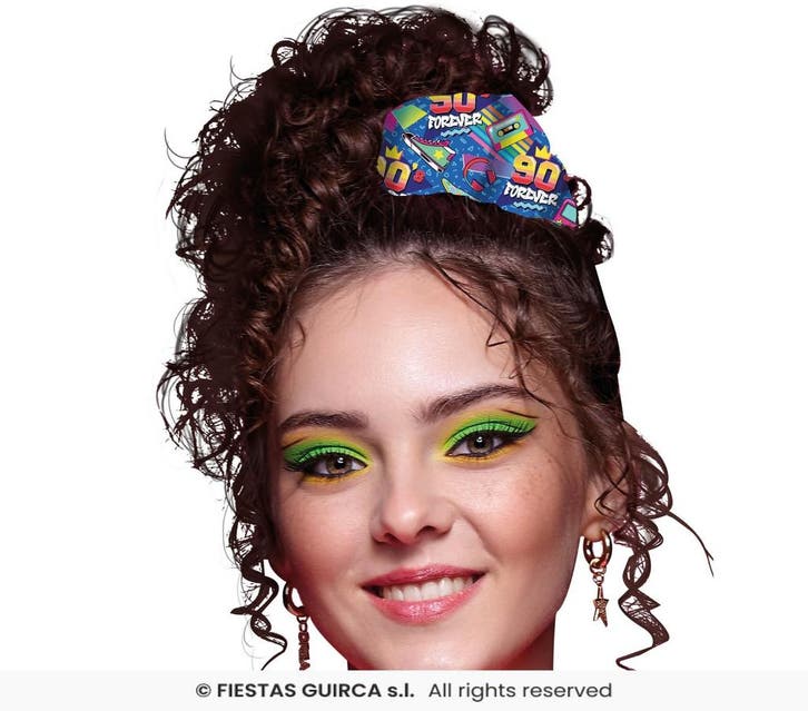 Scrunchie 90s Forever Blauw, Hobby en Vrije tijd, Feestartikelen, Nieuw, Ophalen of Verzenden