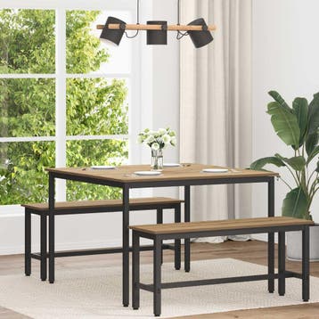 vidaXL Eettafels 110 x 110 x 75 cm Bewerkt hout Artisanaal, Verzenden, Nieuw