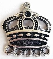 1 x Metalen bedel kroon met 5 oogjes 28 mm – antiek zilve., Ophalen of Verzenden, Nieuw, Bedel
