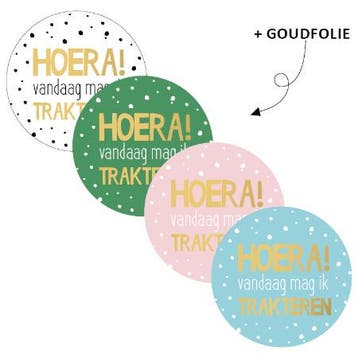 20x Sticker Hoera! vandaag mag ik trakteren (Stickers), Ophalen of Verzenden, Nieuw, Meerdere stickers