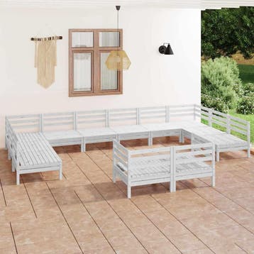 vidaXL 12-delige Loungeset massief grenenhout wit, Verzenden, Nieuw, Loungeset