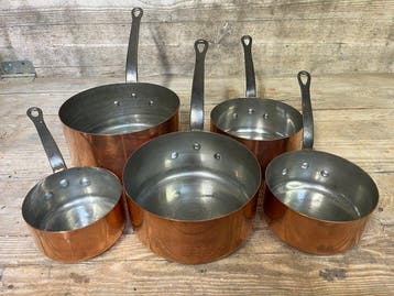 Steelpan (5) - Tin, Koper - set koperen sauciers, Antiek en Kunst