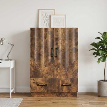 vidaXL Dressoir met lade Gerookt eiken 66 x 34,5 x 92 cm, Verzenden, Nieuw, Overige houtsoorten, Minder dan 50 cm