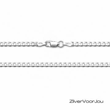 Zilveren platte gourmet ketting 45 cm 3 mm, Sieraden, Tassen en Uiterlijk, Kettingen, Verzenden, Nieuw, Zilver