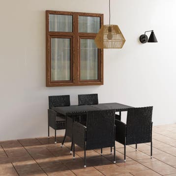 vidaXL 5-delige Tuinset poly rattan zwart, Tuin en Terras, Tuinsets en Loungesets, 4 zitplaatsen, Nieuw, Tuinset, Verzenden