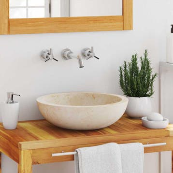 vidaXL Gootsteen 40x12 cm marmer crème, Doe-het-zelf en Verbouw, Verzenden, Nieuw