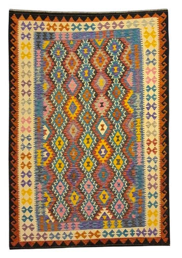 Kelim tapijt Afghan perzisch 304x205 wollen vloerkleed, Blauw,  Perzisch tapijt kelim killim wollen vloerkleed handgeknoopt , Ophalen of Verzenden