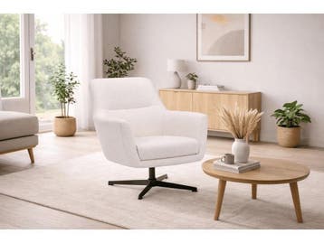 Veiling - Fauteuils Emma - Draaibaar - Boucle -  Wit, Huis en Inrichting, Nieuw