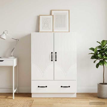vidaXL Dressoir met lade Hoogglans Wit 66 x 34,5 x 92 cm, Verzenden, Nieuw, Overige houtsoorten, Minder dan 50 cm