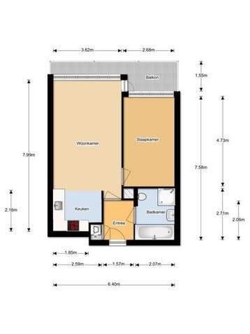 Te Huur 2 Kamer Appartement Burg. Hustinxstraat In Nijmegen, Huizen en Kamers, Huizen te huur, Gelderland, Direct bij eigenaar