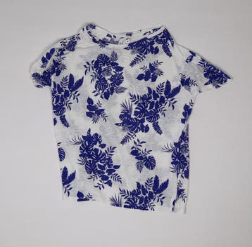 Wit T-shirt met blauwe tropische print maat M, Verzenden, Gedragen