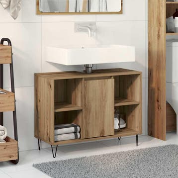 vidaXL Badkamer Kast Artisan Eiken 80 x 33 x 60 cm Bewerkt, Huis en Inrichting, Tafels | Kaptafels, Verzenden, Nieuw