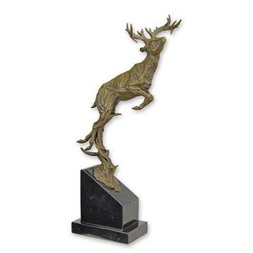sculptuur, Graceful Leaping Deer – Hand-Finished Bronze