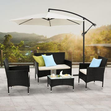 Loungeset Fort Myers - Grijs/Wit, Tuin en Terras, Tuinsets en Loungesets, Verzenden, Nieuw