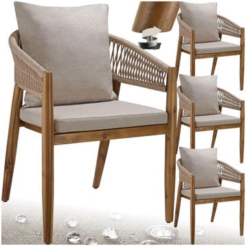 Tuinstoel Manacor, ropedesign - zandkleur, Set van 4, Verzenden, Nieuw