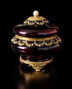 Lodewijk XVI-stijl Bak - glas (violet) - bronzen plaat (met, Antiek en Kunst