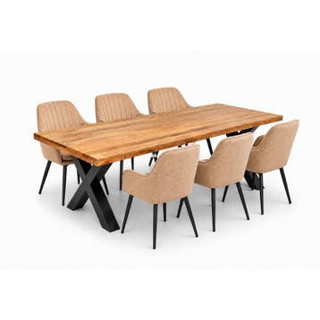 Milan Deal 200cm + 6x Vermont light brown, Huis en Inrichting, Stoelen, Ophalen of Verzenden, Nieuw