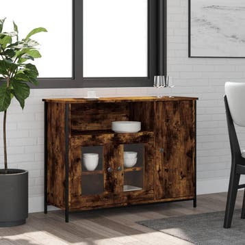 vidaXL Dressoir 100x35x75 cm bewerkt hout gerookt, Huis en Inrichting, Kasten | Dressoirs, 100 tot 150 cm, Verzenden, Nieuw, 25 tot 50 cm