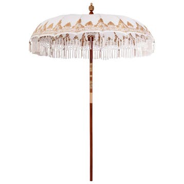vidaXL Balinese parasol met basis Crème en bruin Ø 180-190, Verzenden, Nieuw