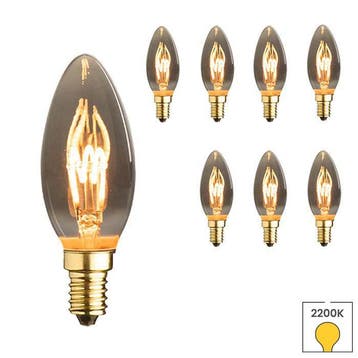8x E14 LED lamp | Kaarslamp |  1.5 watt 2000K extra warm wit, Verzenden, Nieuw, E14 (klein), Led-lamp