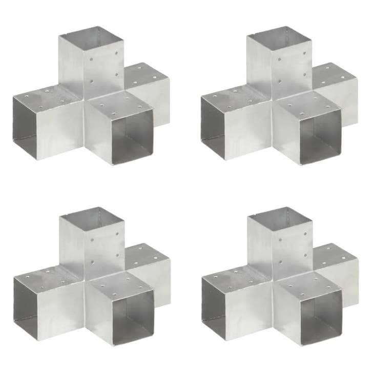 vidaXL Paalverbindingen 4 st X-vorm 91x91 mm gegalvaniseerd, Tuin en Terras, Palen, Balken en Planken, Nieuw, Verzenden