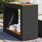 Tuinbijzettafel met houten blad 100x40x75 cm poly rattan zwa, Verzenden, Nieuw