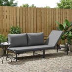 vidaXL 3-Persoons Zonligbed Zwart 200 x 62 x 59,5 cm, Verzenden, Nieuw