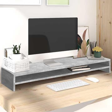 vidaXL Monitorstandaard 100x24x13 cm bewerkt hout betongrijs, Verzenden, Nieuw