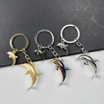 Unieke Dolfijn Sleutelhanger - 3D Metaal Zeedier Dolfijn Han