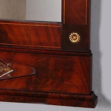 Hollandse Empire spiegel met brons en inlegwerk ca 1810 bloe, Ophalen of Verzenden
