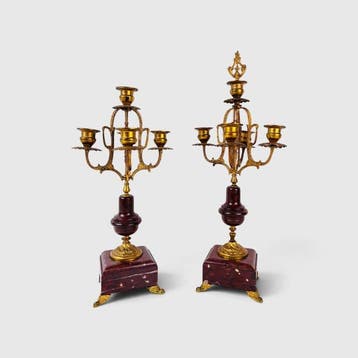 Kandelaber Paar antieke verguld bronzen kandelaars, Napoleon
