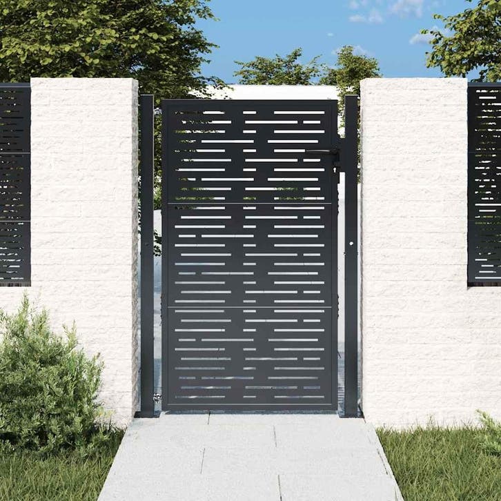 vidaXL Poort 100x150 cm met vierkant staal antracietkleurig, Tuin en Terras, Tuinpoorten, Nieuw, Verzenden