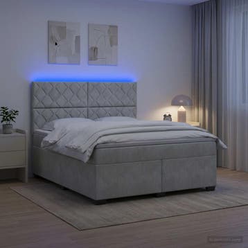 vidaXL Boxspringbed met matras Lichtgrijs 140 x 190 cm, Verzenden, Nieuw, Tweepersoons, Stof