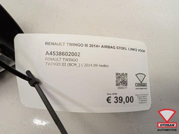 Renault Twingo III 2014+ Airbag Stoel Links Voor stoelairbag, Auto-onderdelen, Ophalen, Gebruikt, Renault