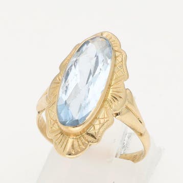 Ring - 14 karaat Geel goud - 2.62ct. tw. Aquamarijn, Nieuw