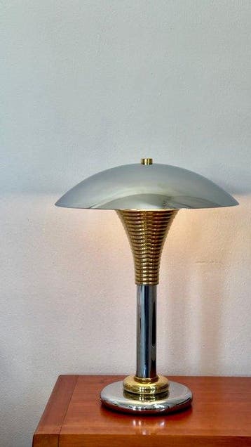 Lamp - Messing, Chroom, Metaal, Antiek en Kunst