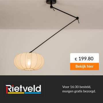 Rietveld-Hanglampen-Beige, Zand-Stof, Metaal, Verzenden, Nieuw