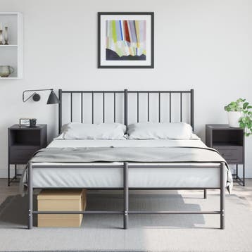 vidaXL Nachtkastjes 2 st 36x39x60,5 cm staal zwart, Verzenden, Nieuw, Metaal of Aluminium