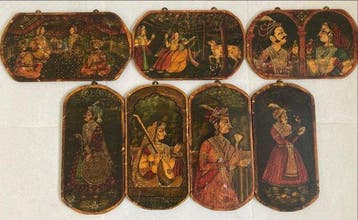 ecole indienne Style Rajput-Moghol - Rare ensemble de 7